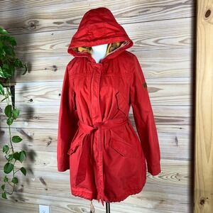 Daughters of the Liberation Parka Women Medium Red Millerain Hooded Chore Jacket